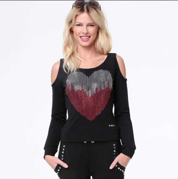 bebe | Tops | Bebe Black Open Shoulder Top With Large